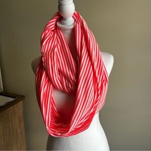 Gap Hot Pink White Striped Infinity Scarf NWOT Cotton Blend Lightweight‎ Spring